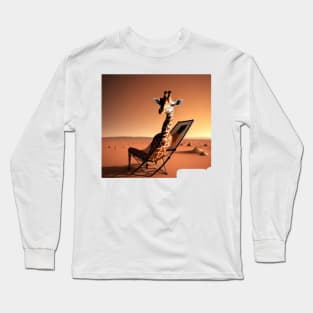 Giraffe Relaxing On Mars Long Sleeve T-Shirt